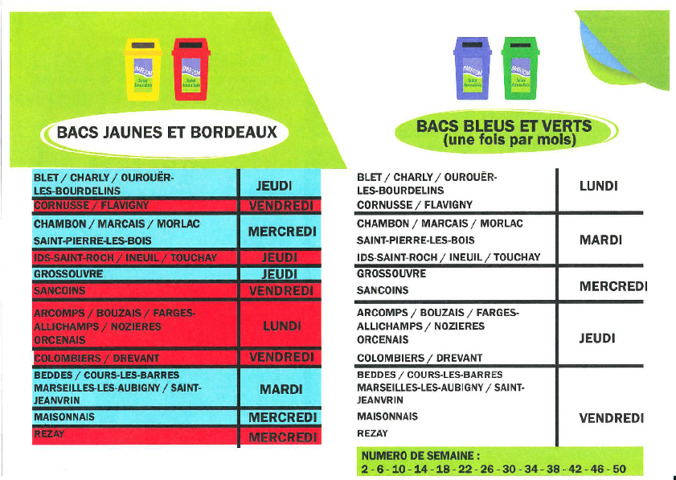 Calendrier collecte 2022